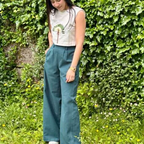 Pantalón crepe pinzas
