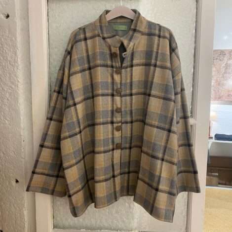 Abrigo lana cuadros hombre