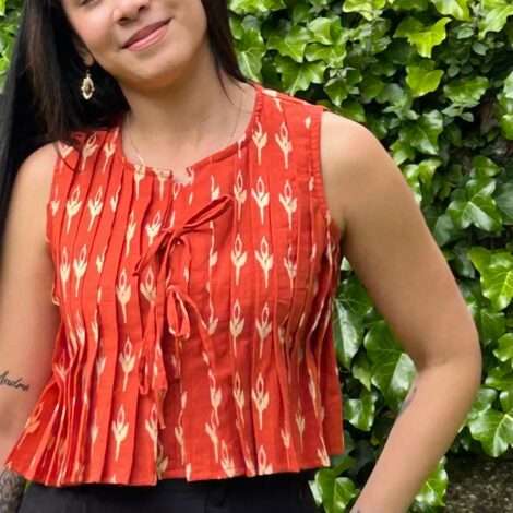 Top estampado frunce