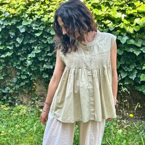 Blusa plisada silk cotton