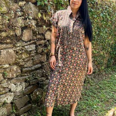 Vestido camisero pliegues