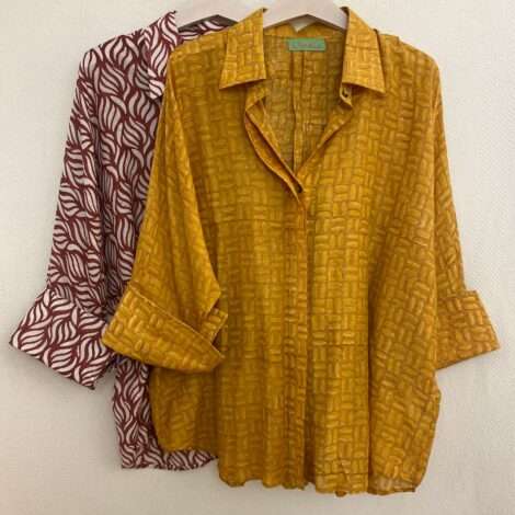 Camisa mangas block print