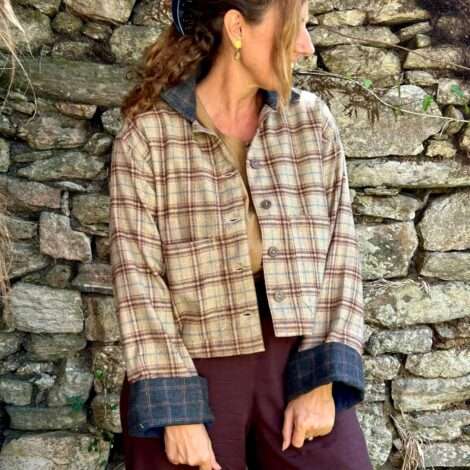 Chaqueta cuadros corta