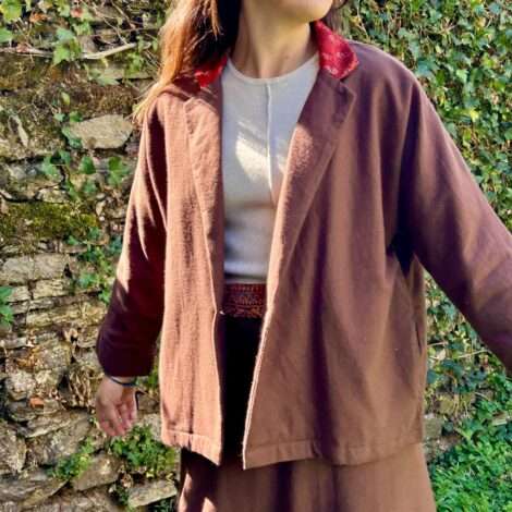 Chaqueta lana detalle seda